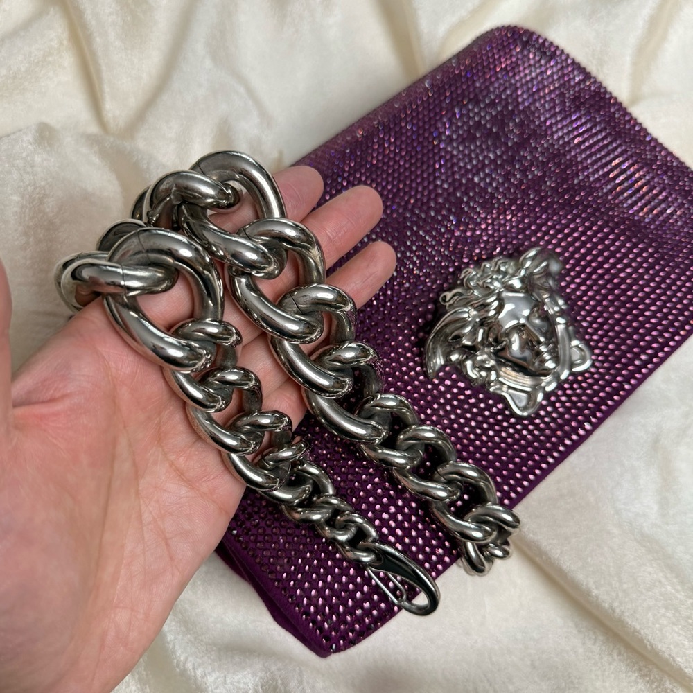 Versace Purple Shoulder Bag with Silver Chain - Picture 16 of 16